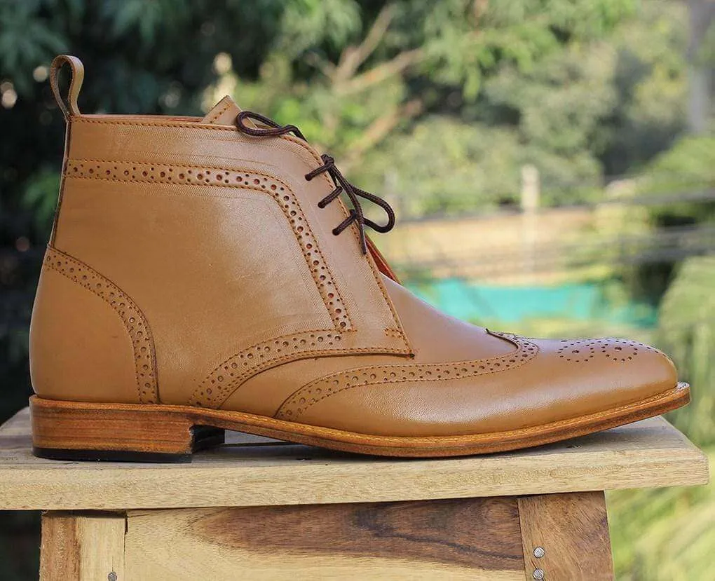 Handmade Tan Chukka Boots For Men