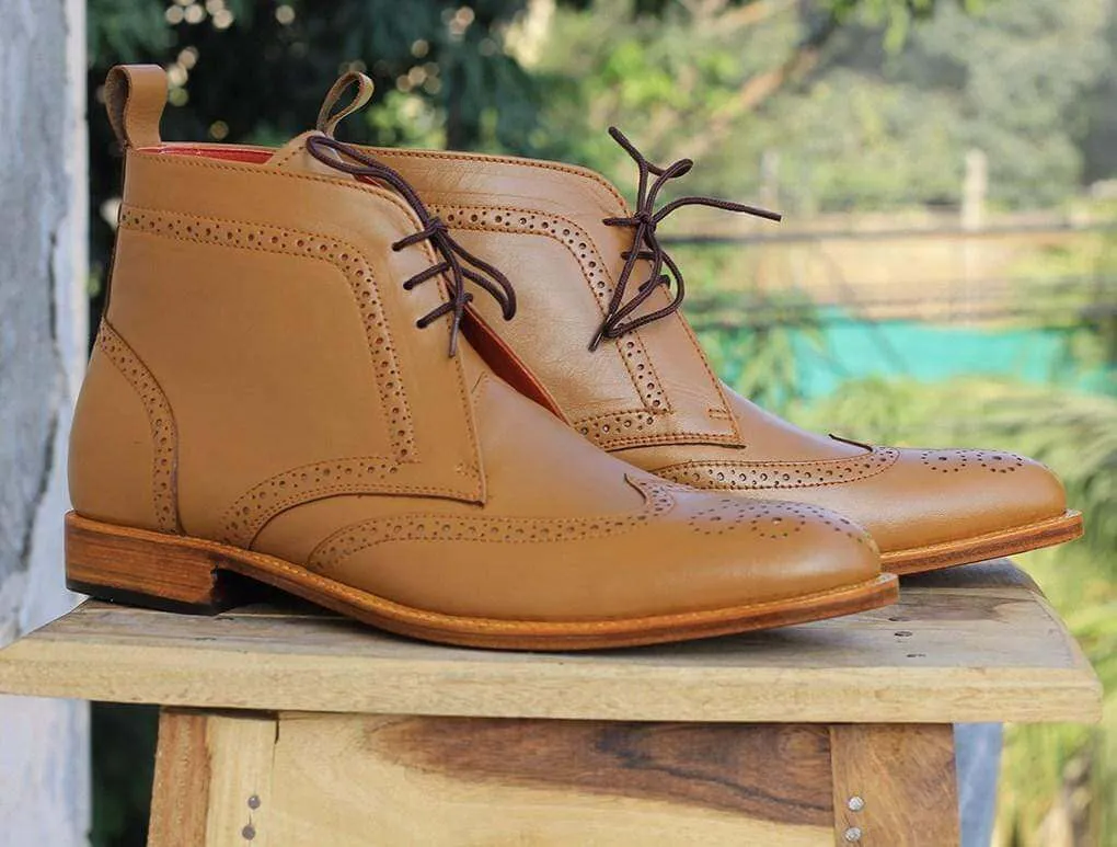 Handmade Tan Chukka Boots For Men