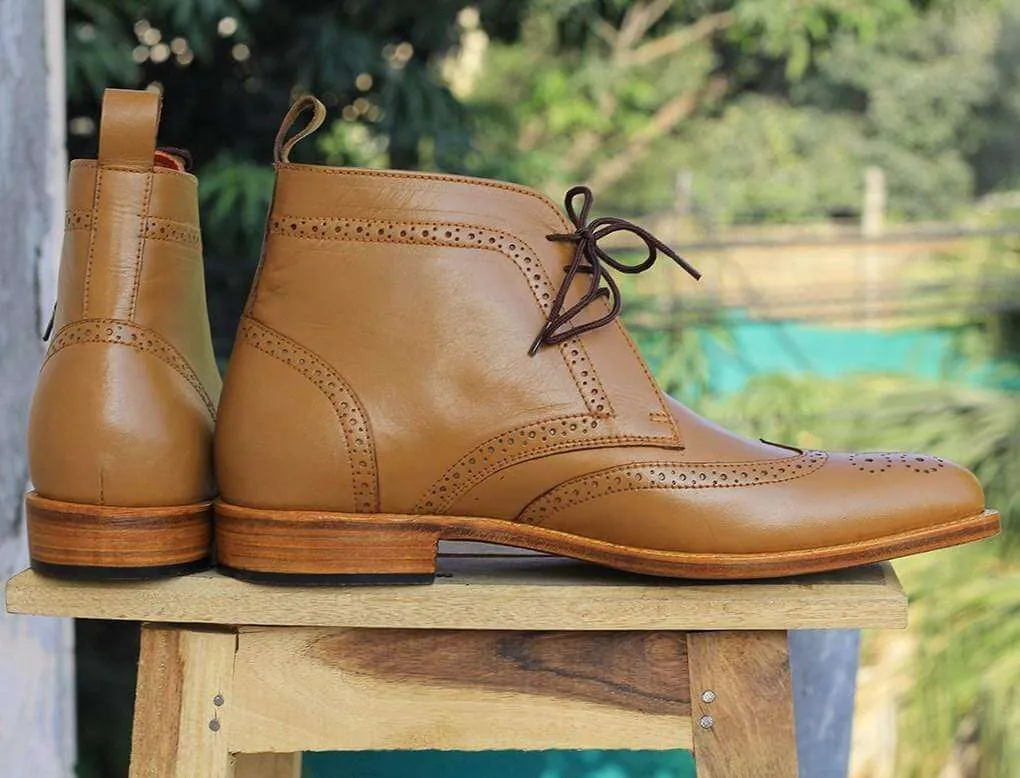 Handmade Tan Chukka Boots For Men