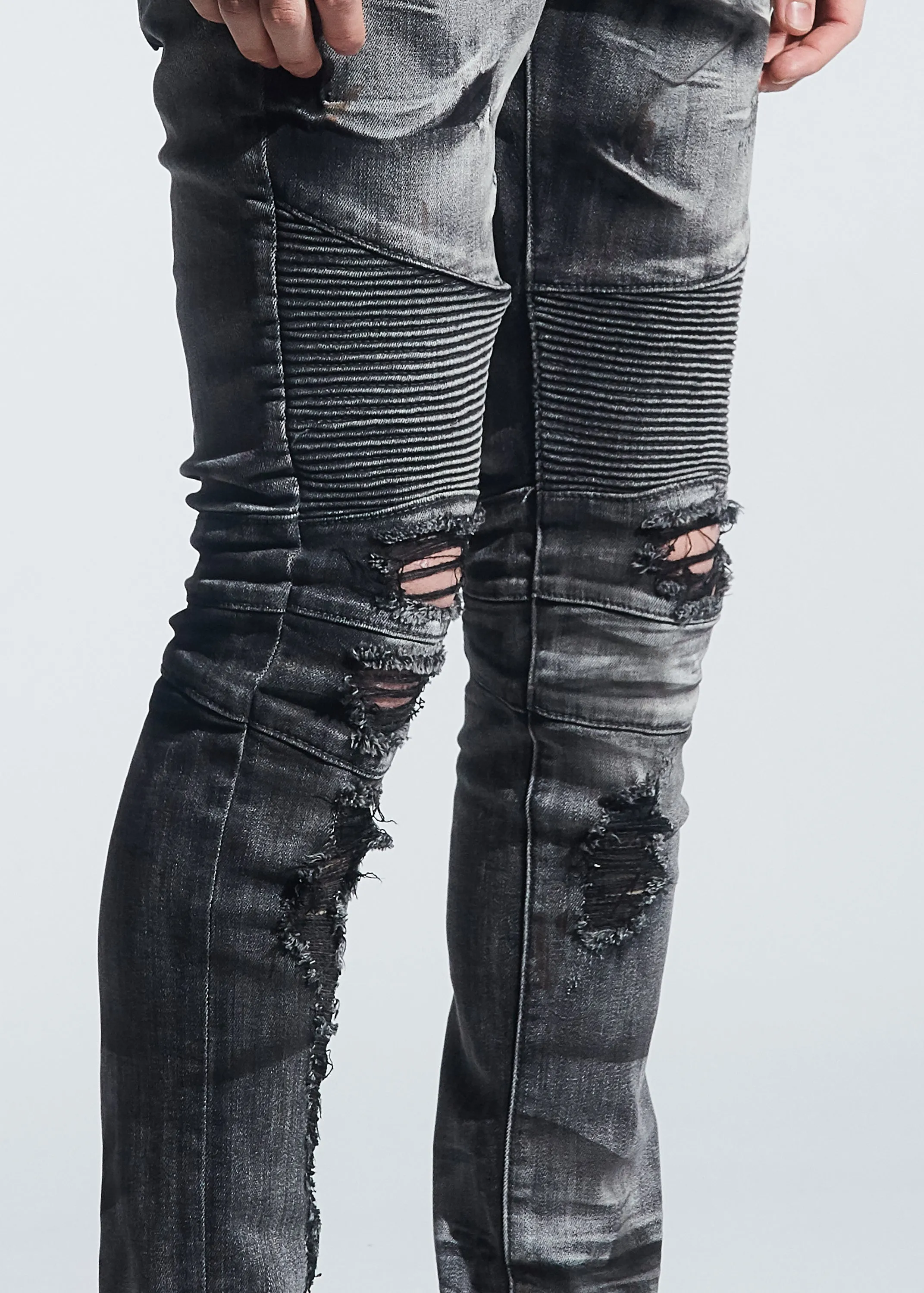 Hayes Biker Denim (Distressed Grey Wash)