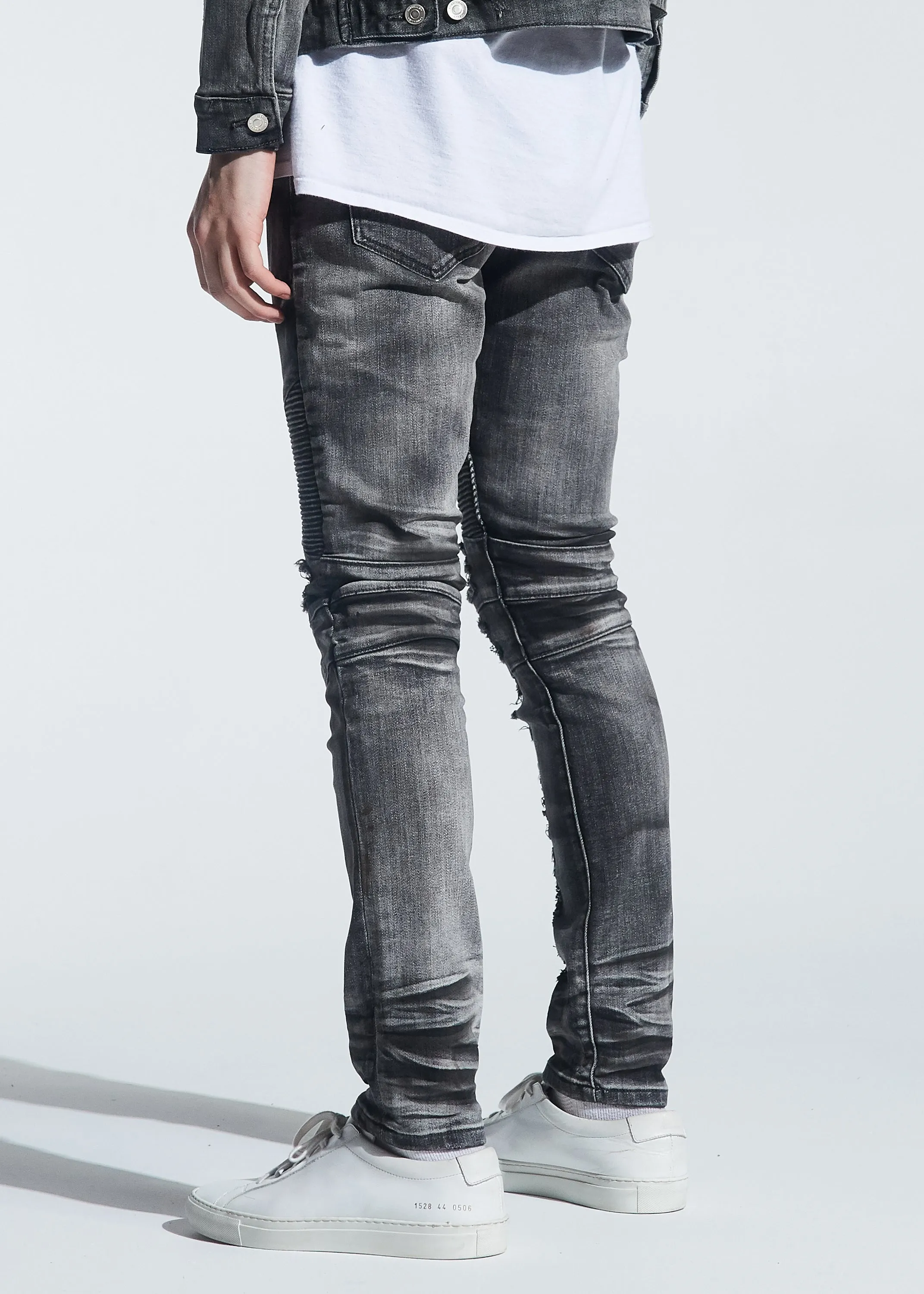 Hayes Biker Denim (Distressed Grey Wash)