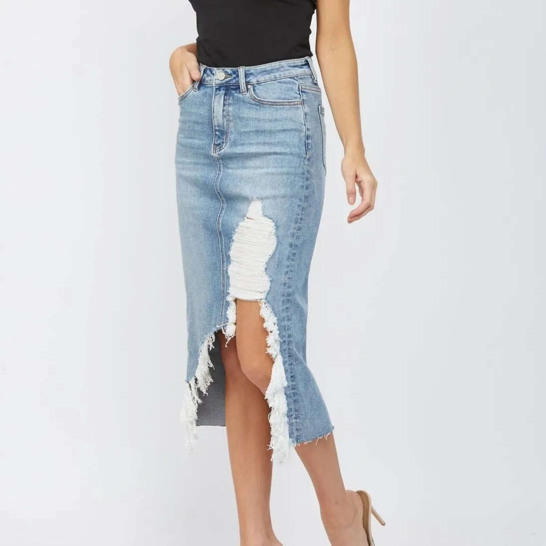 High Waisted Denim Skirt