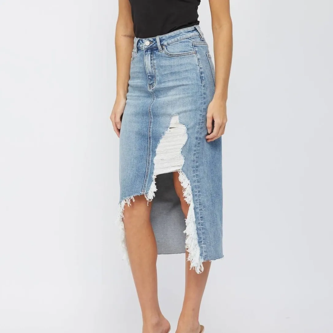 High Waisted Denim Skirt