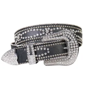 Hot Leathers BLA1103 Round Rhinestone Oval Leather Belt