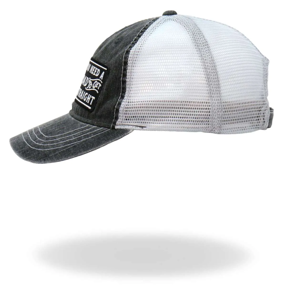 Hot Leathers Crooked Road Gray And White Trucker Hat GSH1042