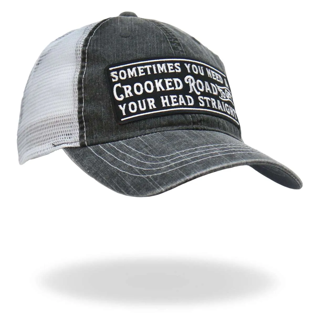 Hot Leathers Crooked Road Gray And White Trucker Hat GSH1042