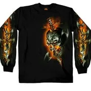 Hot Leathers GMS2068 Men’s ‘Electric Skull’ Long Sleeve Black Shirt