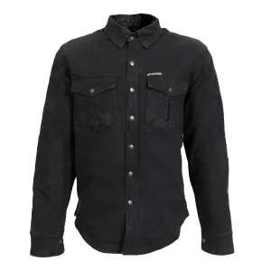 Hot Leathers Men's Classic Motorcycle Black Denim Long Sleeve Biker Shirt With Armor