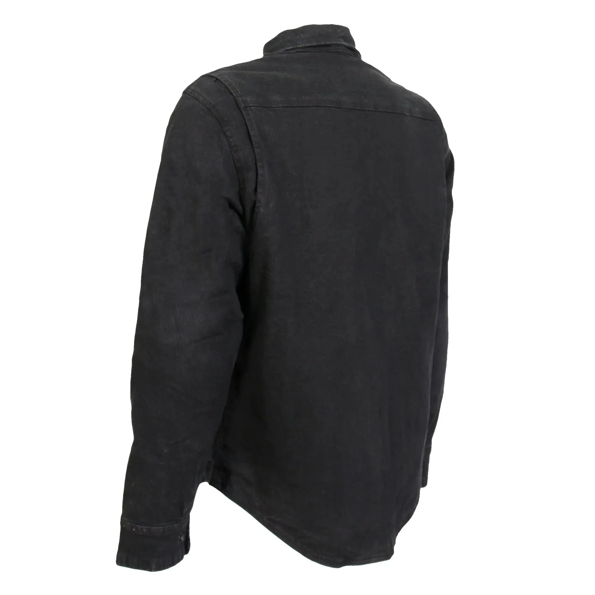 Hot Leathers Men's Classic Motorcycle Black Denim Long Sleeve Biker Shirt With Armor