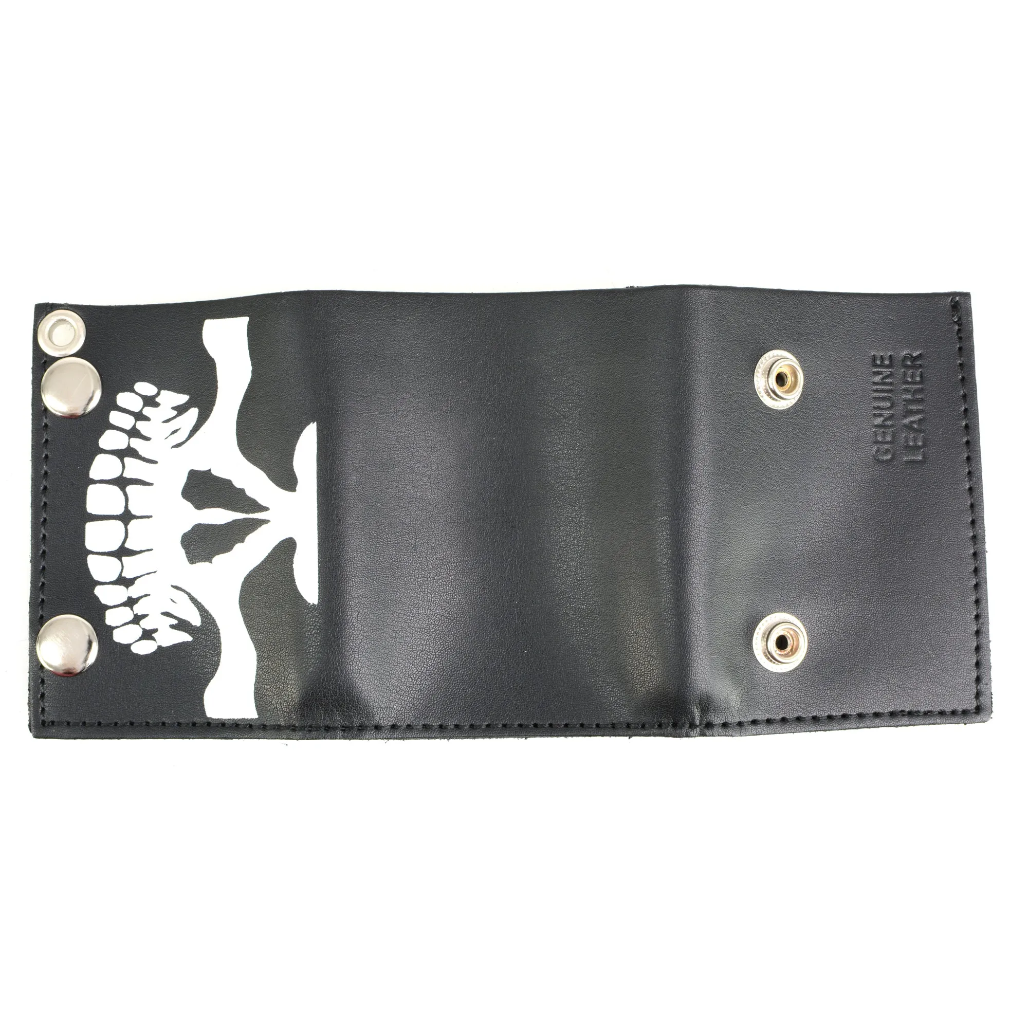 Hot Leathers WLB1010 Skull Black Leather Wallet with Chain