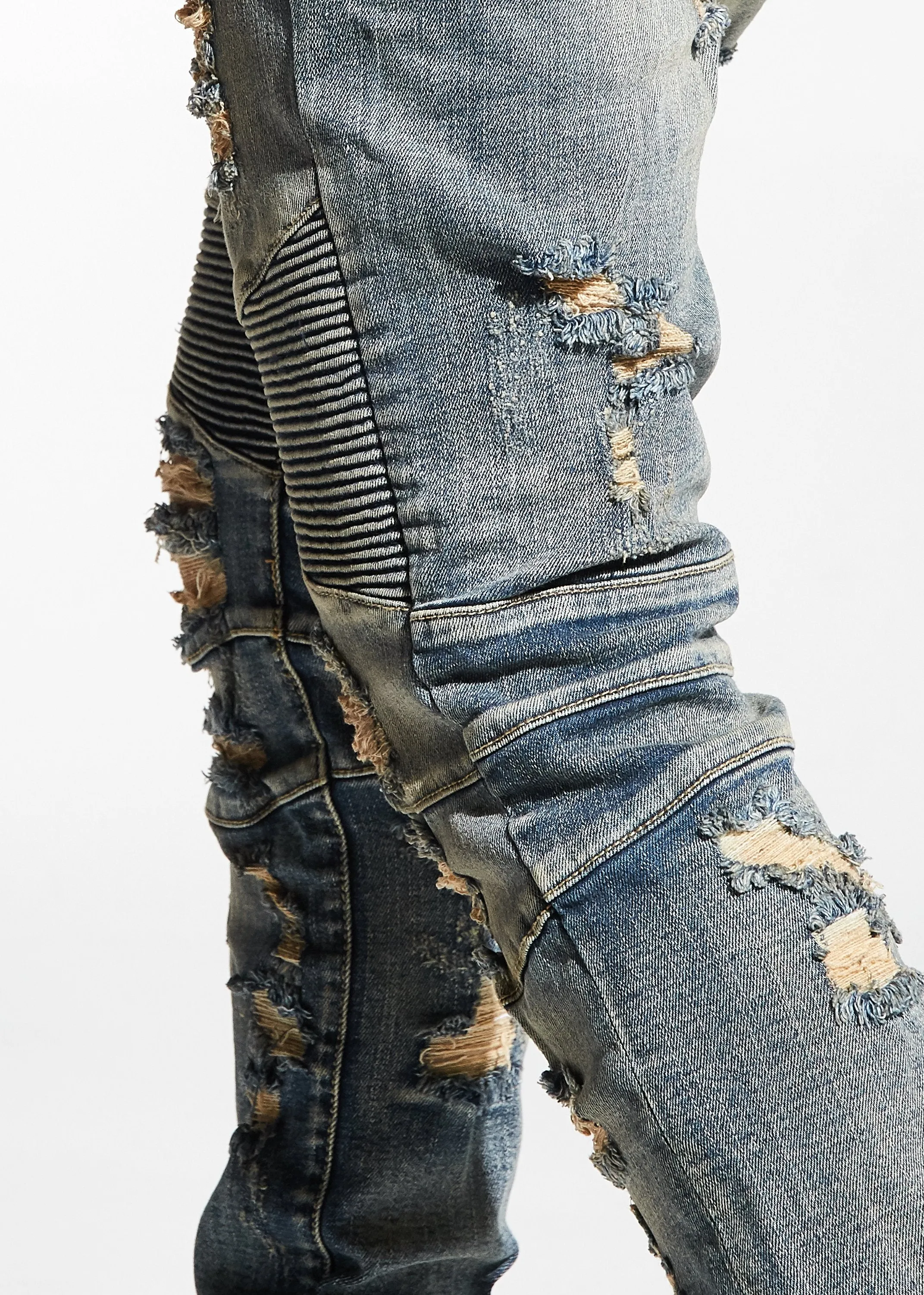 Hughes Biker Denim (Stone Wash)