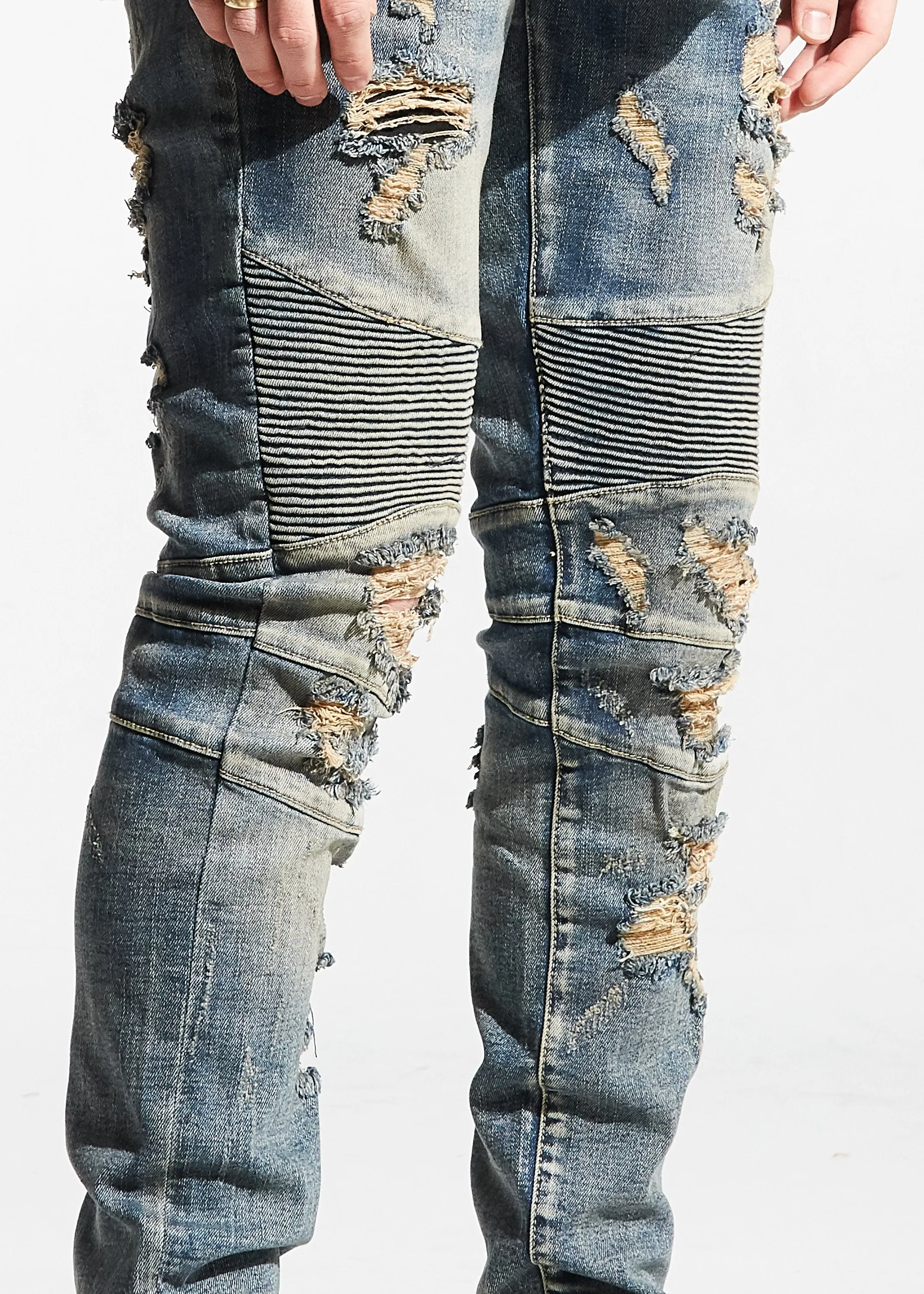 Hughes Biker Denim (Stone Wash)