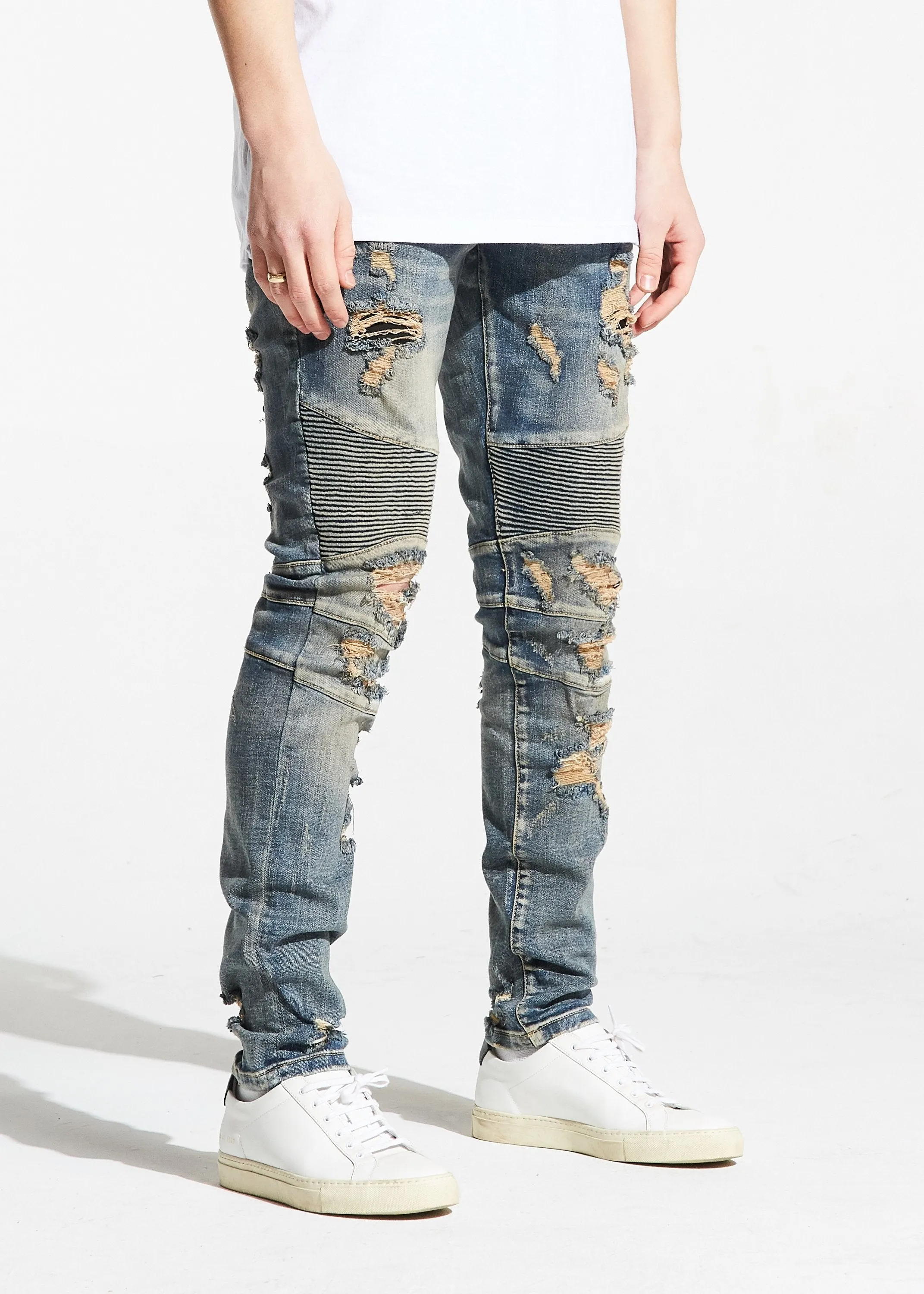 Hughes Biker Denim (Stone Wash)