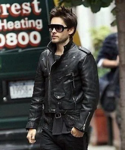 Jared Leto Sucide Squad's Hero Men's Black Biker Leather Jacket