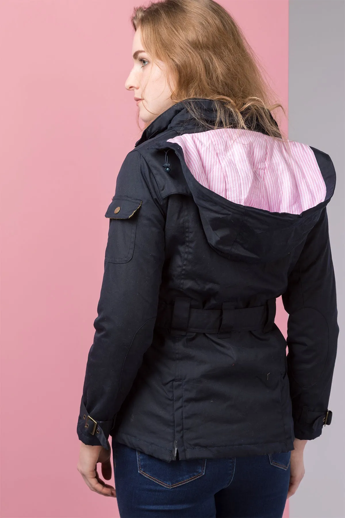 Ladies Belted Wax Jacket - Biker Babe