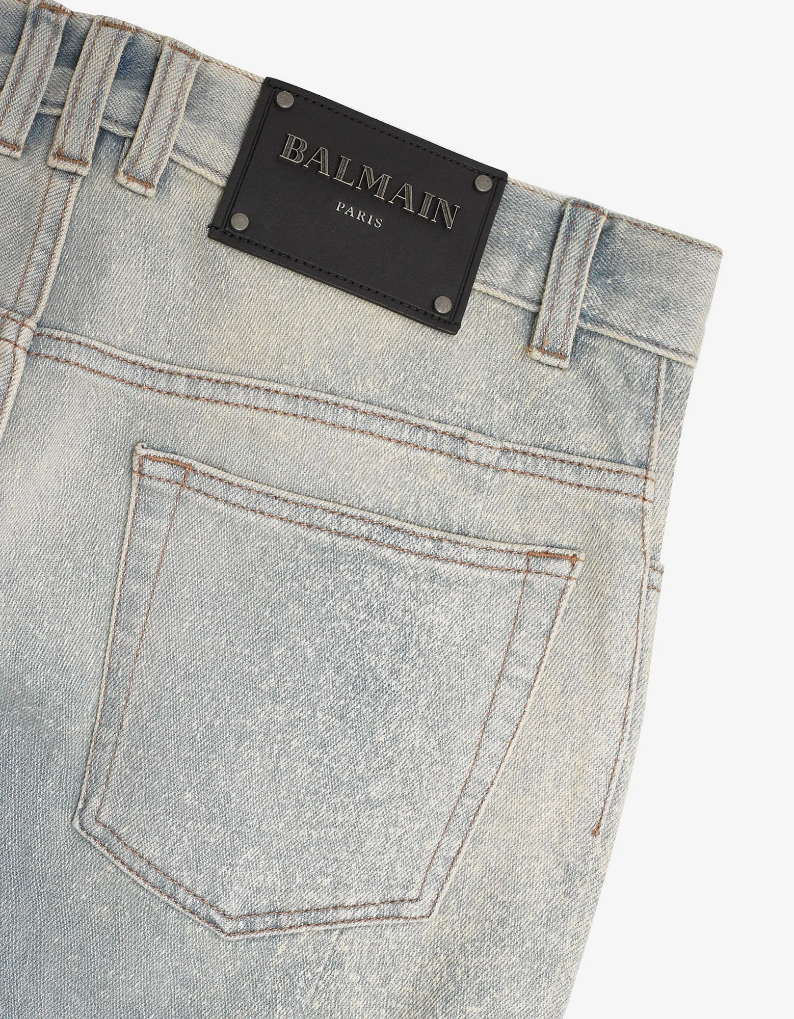 Light Blue Faded Biker Jeans