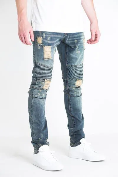 LincoIn Biker Denim (Blue Distressed)