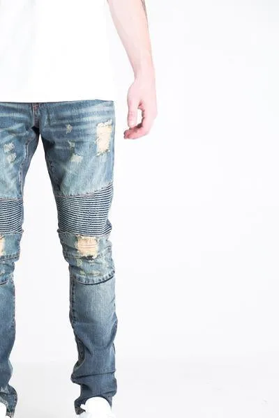 LincoIn Biker Denim (Blue Distressed)