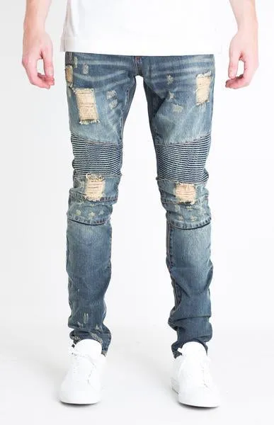 LincoIn Biker Denim (Blue Distressed)