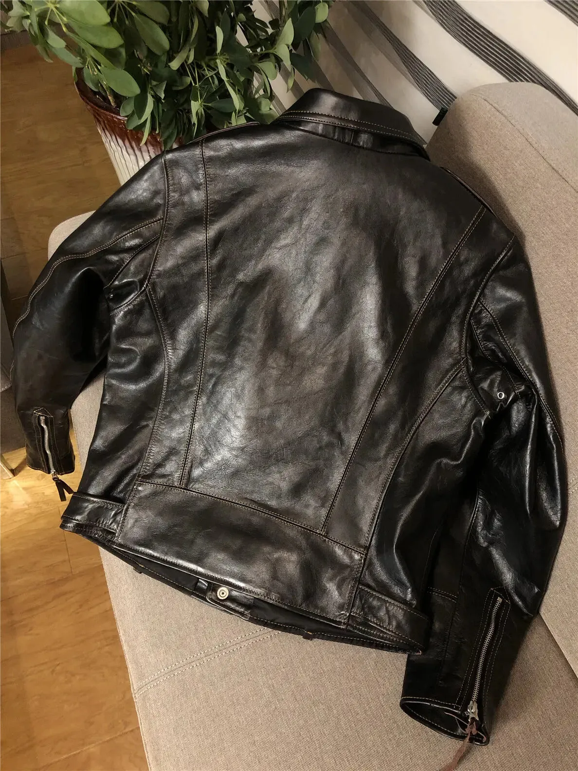 Men's Classic Luxury Brand Motorcycle Rider Leather Jacket