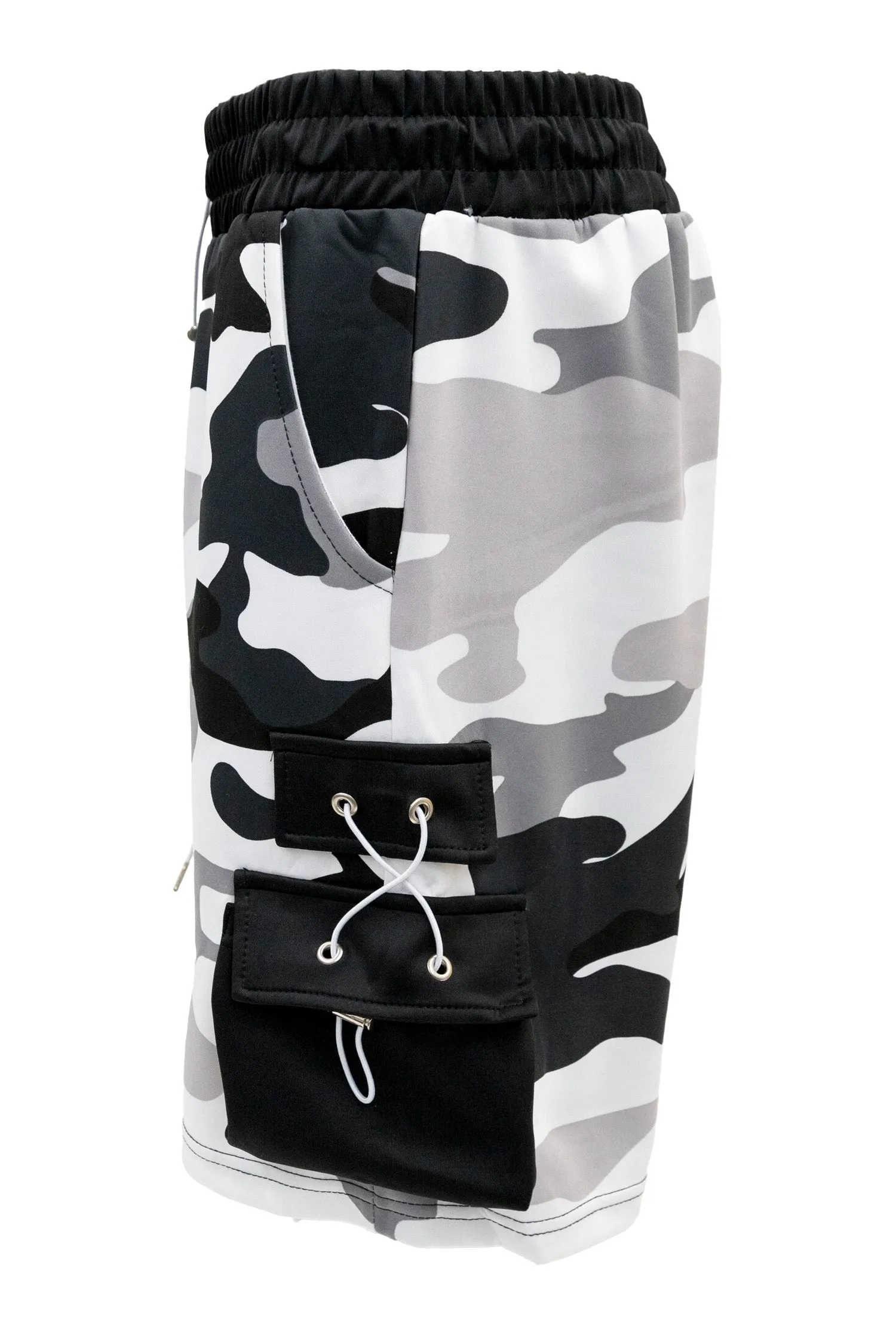 Men's Full Camo Sweat Cargo Shorts