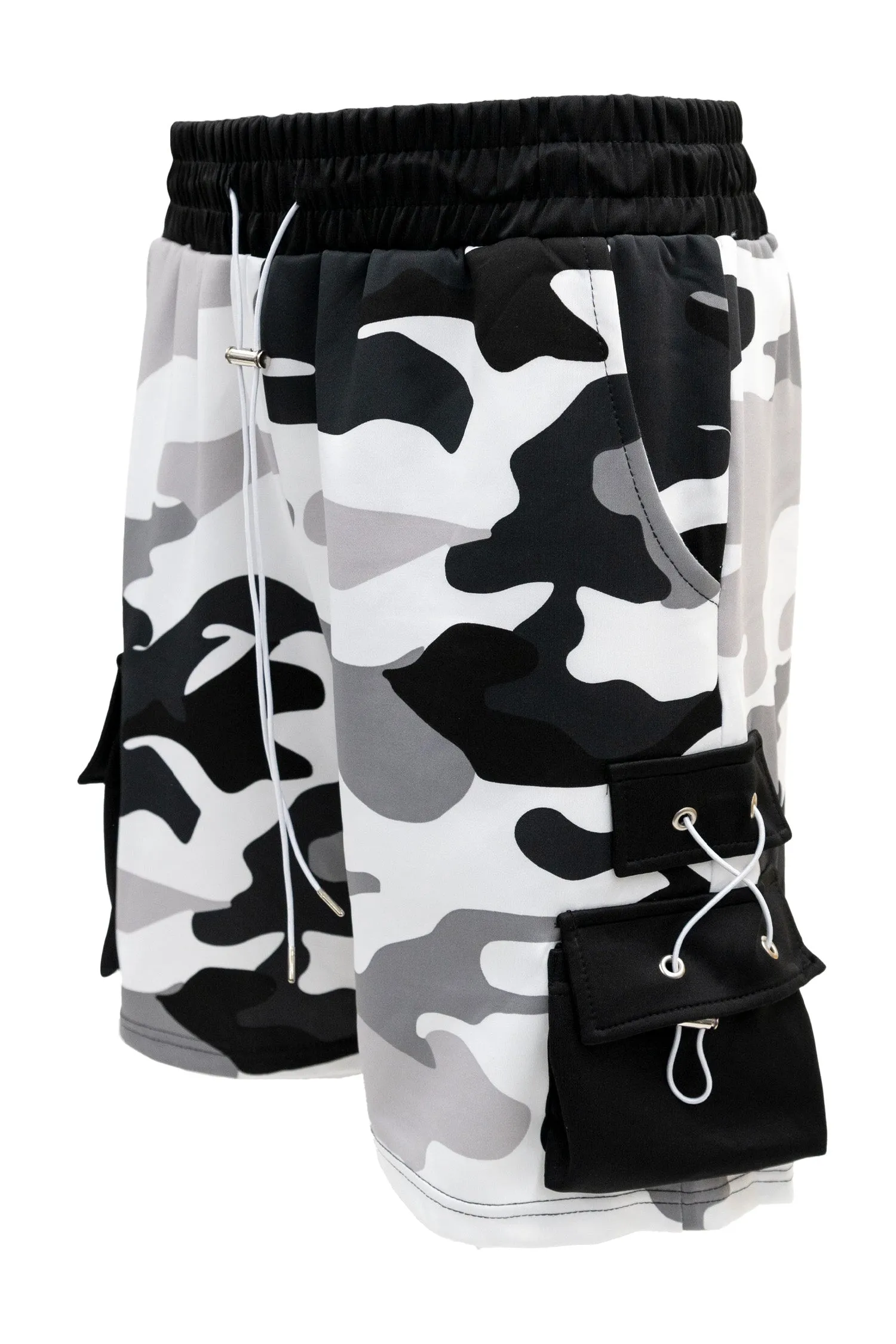 Men's Full Camo Sweat Cargo Shorts