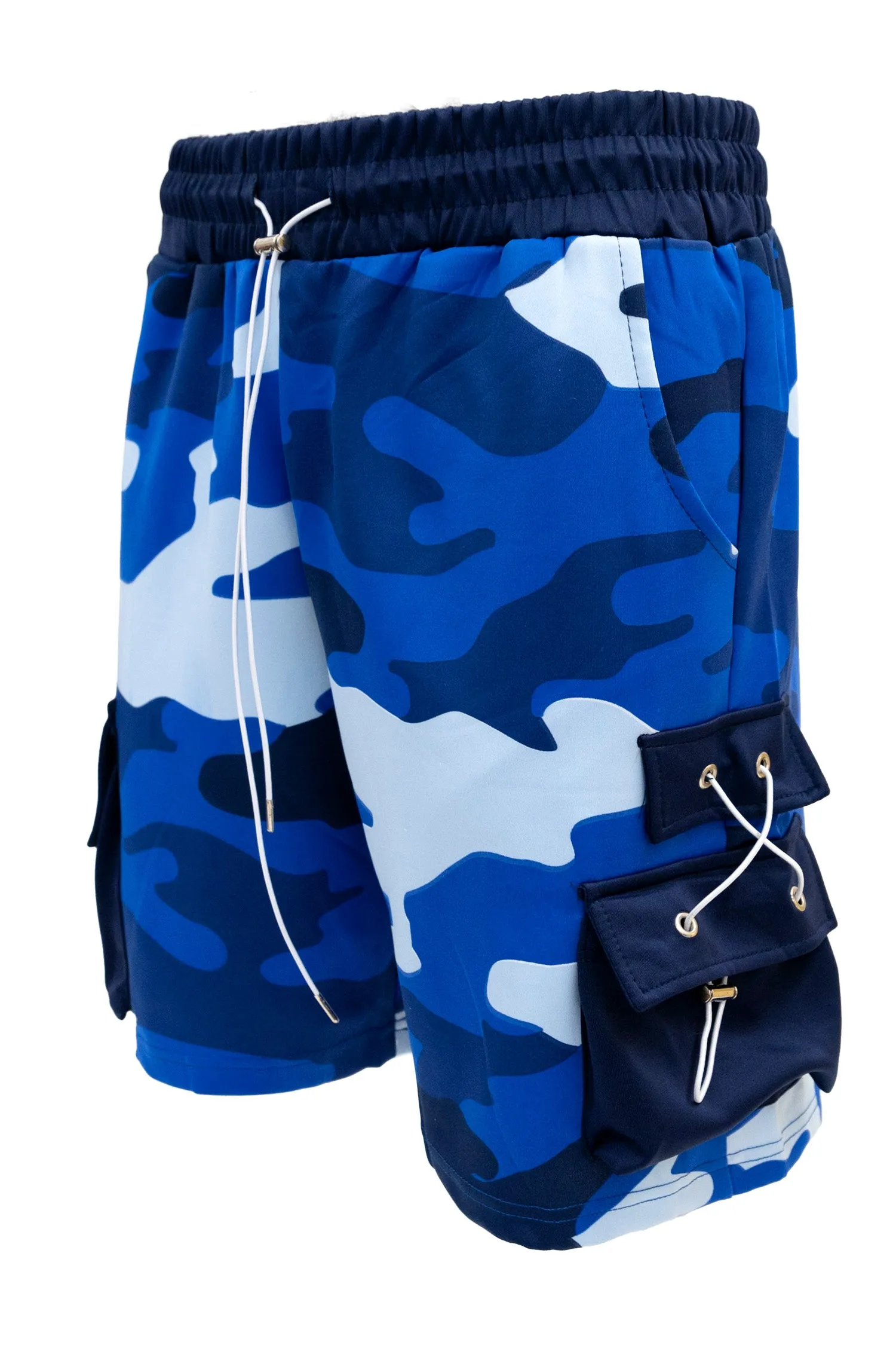 Men's Full Camo Sweat Cargo Shorts