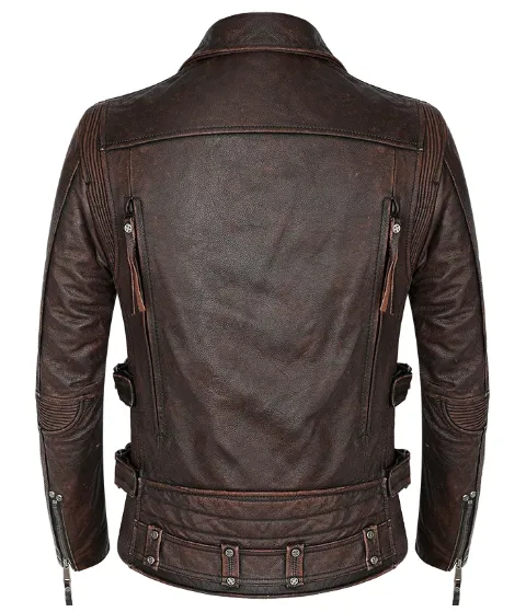 Men's Genuine Leather Motorcycle Biker Jacket: Punk Rock Zipper Coat for Riders