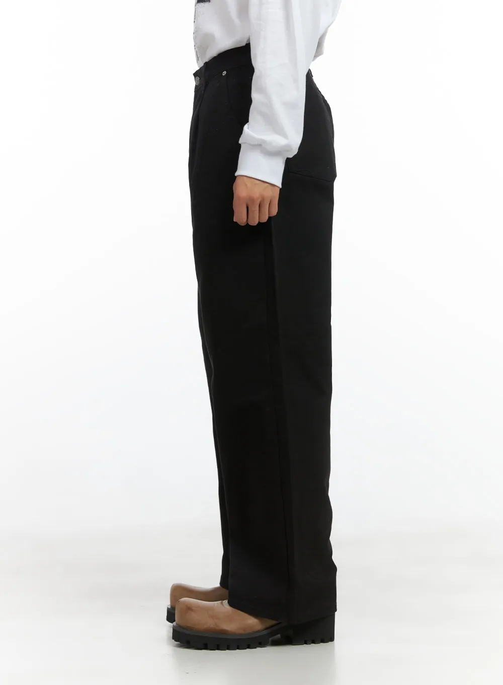 Men's Pintuck Cotton Wide-Leg Pants CO408