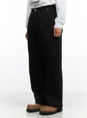 Men's Pintuck Cotton Wide-Leg Pants CO408