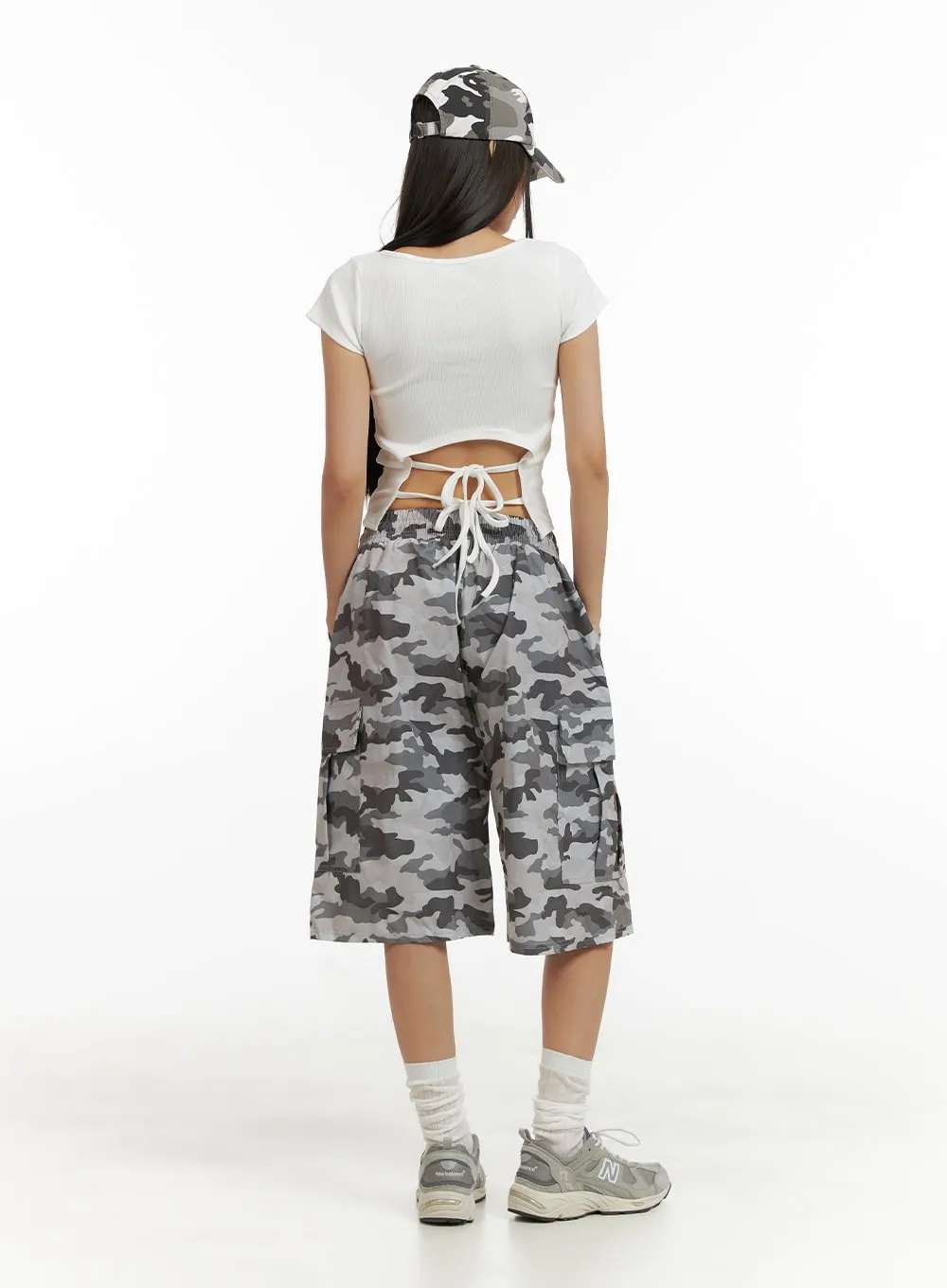 Midi Camo Cargo String Pants CU414