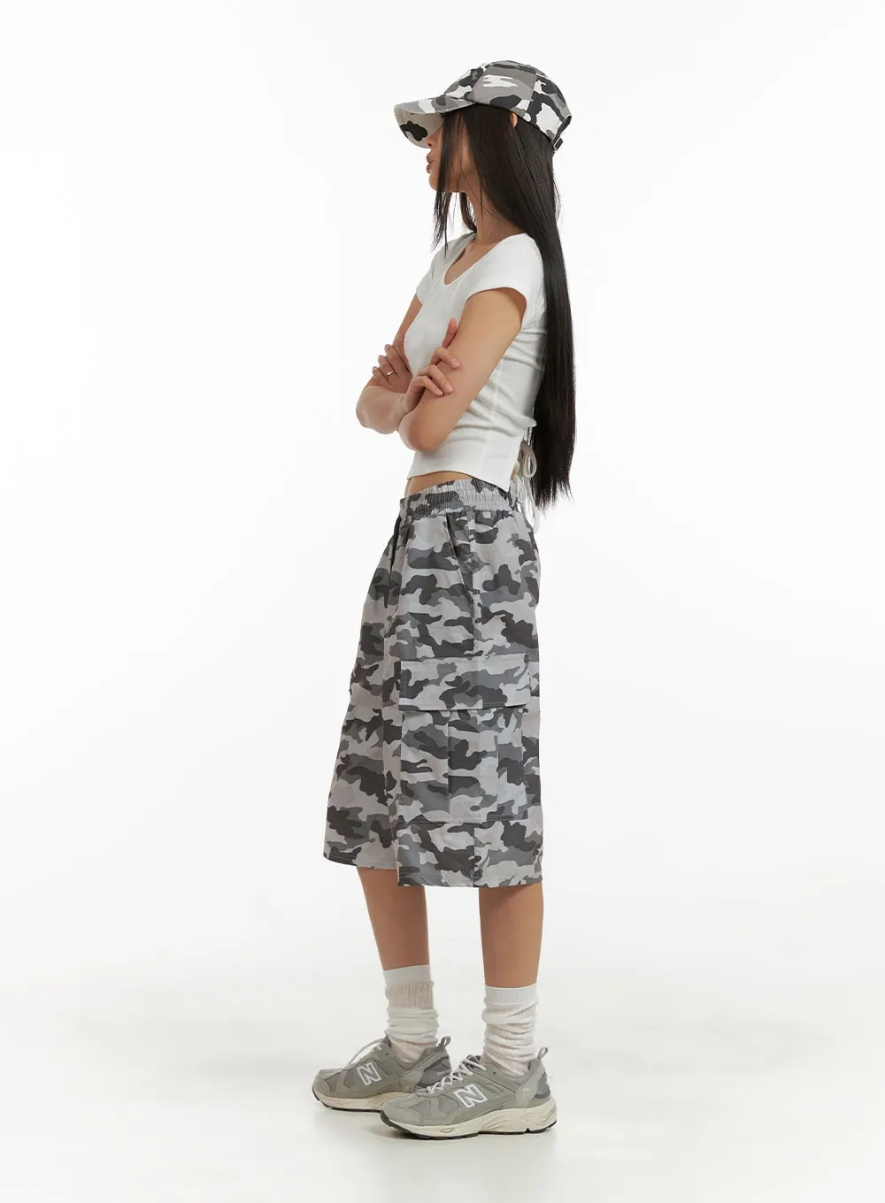 Midi Camo Cargo String Pants CU414