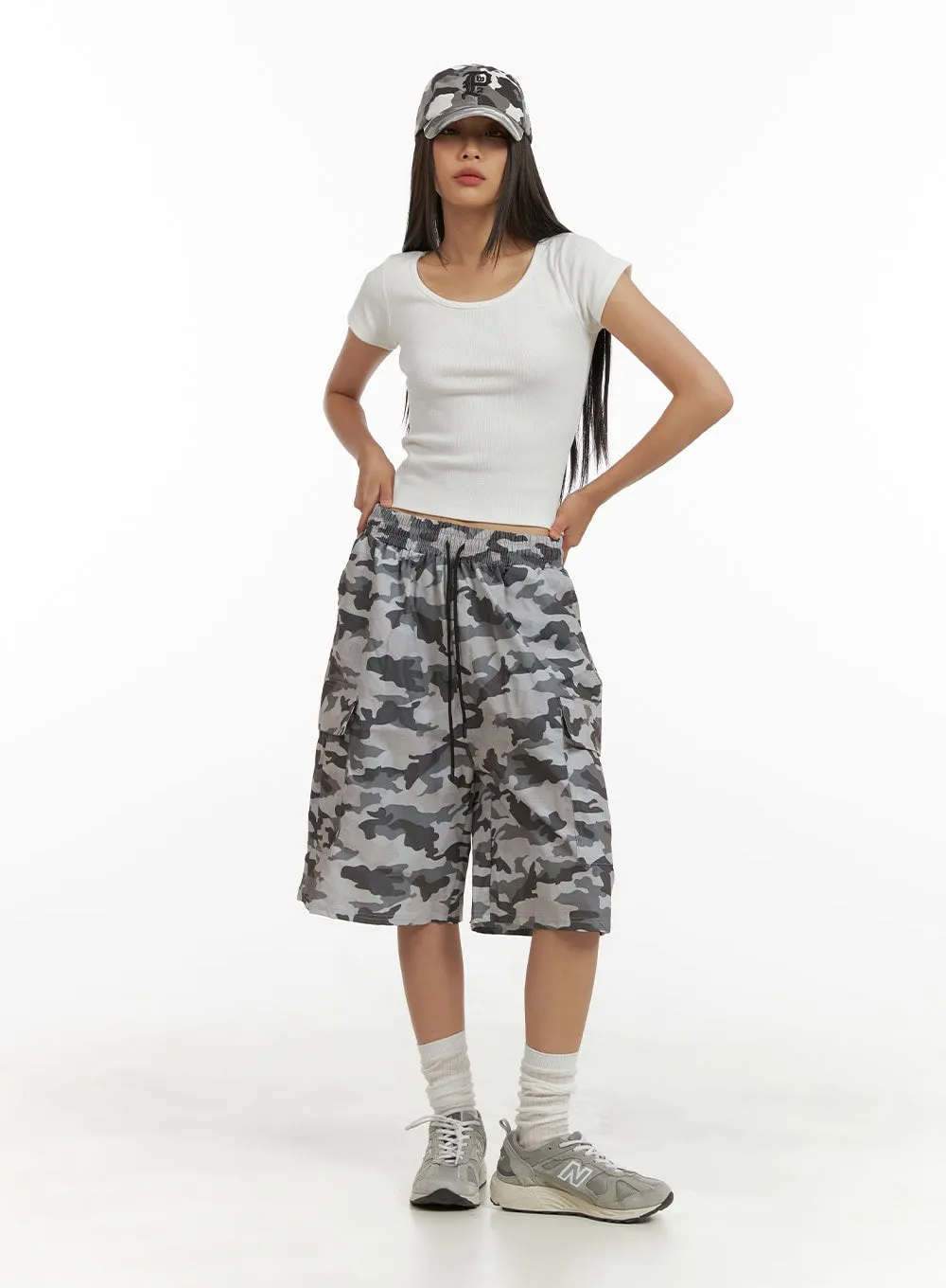 Midi Camo Cargo String Pants CU414