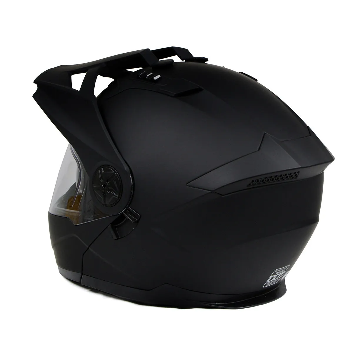 Milwaukee Helmets MPH9820DOT Flat Black 'Ominous' Dual Sport Advanced Motorcycle Modular Helmet for Men and Women Biker