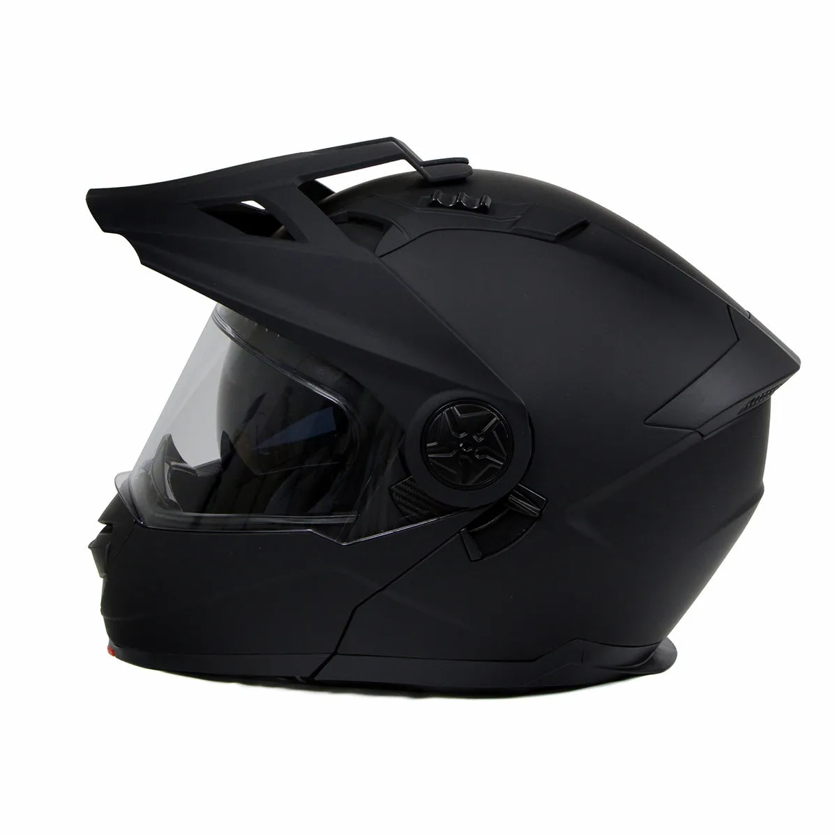 Milwaukee Helmets MPH9820DOT Flat Black 'Ominous' Dual Sport Advanced Motorcycle Modular Helmet for Men and Women Biker