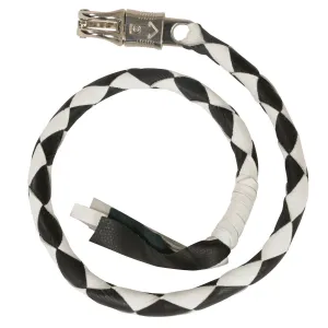 Milwaukee Leather 36'' Genuine Leather Whip - Black and White Get Back