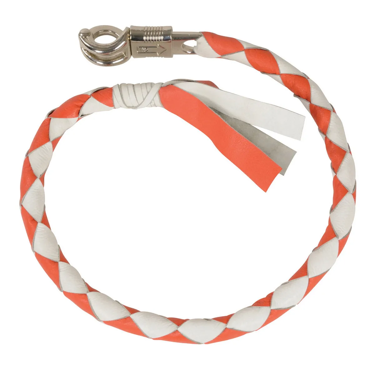 Milwaukee Leather 36'' Genuine Leather Whip - White and Orange Get