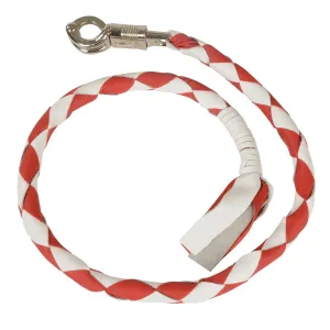 Milwaukee Leather 36'' Genuine Leather Whip - White and Red Get Back Whip for Handlebar - Biker Whip - MP7900