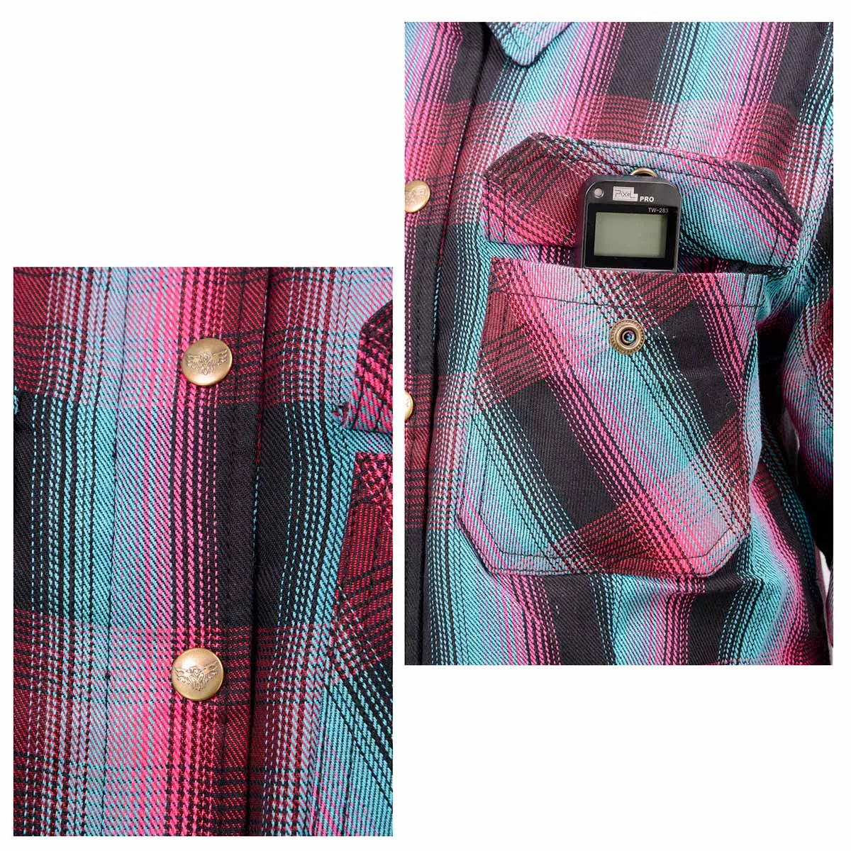 Milwaukee Leather MPL2603 Women’s Plaid Flannel Biker Shirt with CE