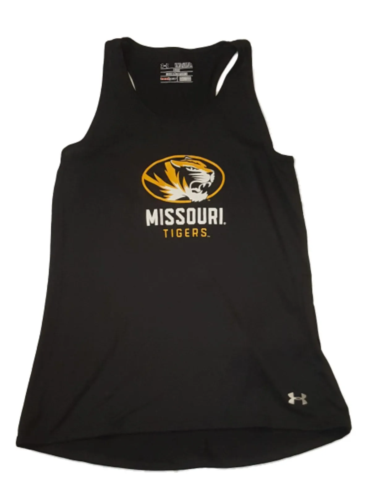 Missouri Tigers Under Armour Heatgear GIRLS Black Racerback Tank Top T-Shirt (M)