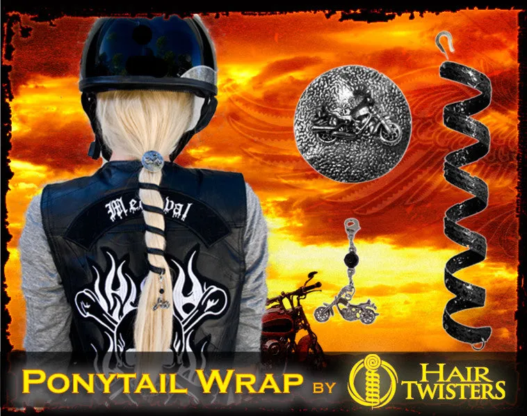 Motorcycle 6" Ponytail Wrap Set - Biker Black