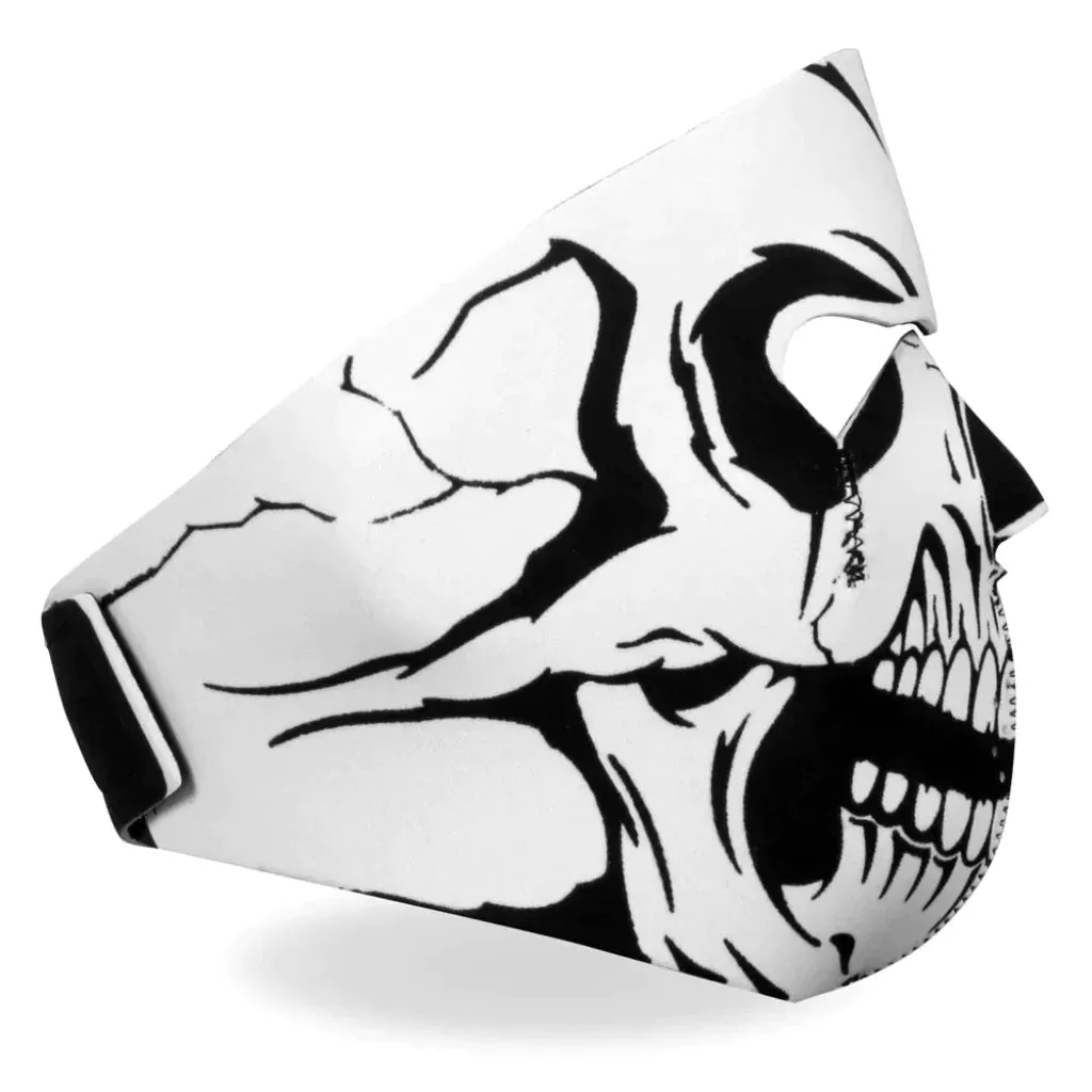 Neoprene Full Face Mask - Black White Skull FMA1012 | Hot Leathers