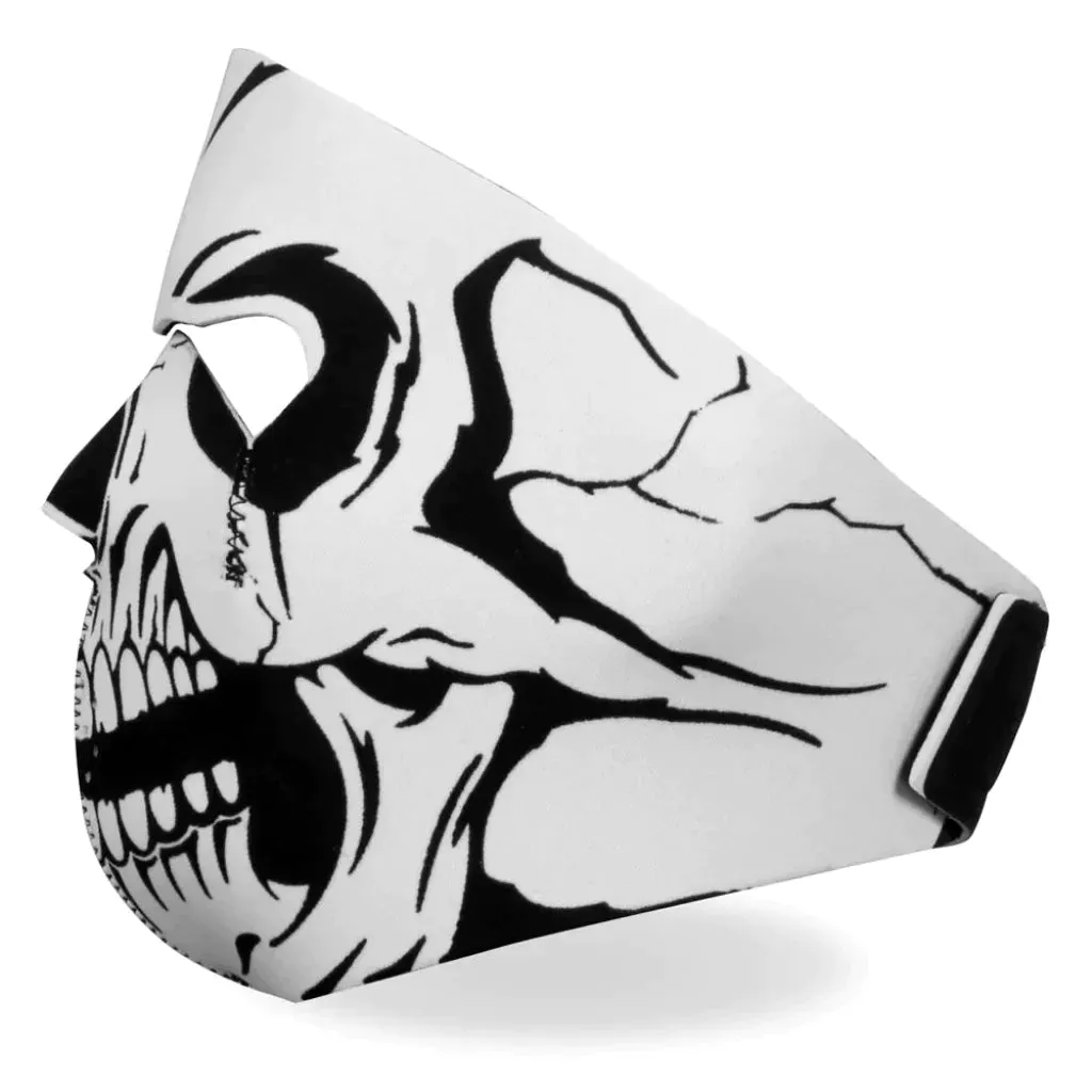 Neoprene Full Face Mask - Black White Skull FMA1012 | Hot Leathers