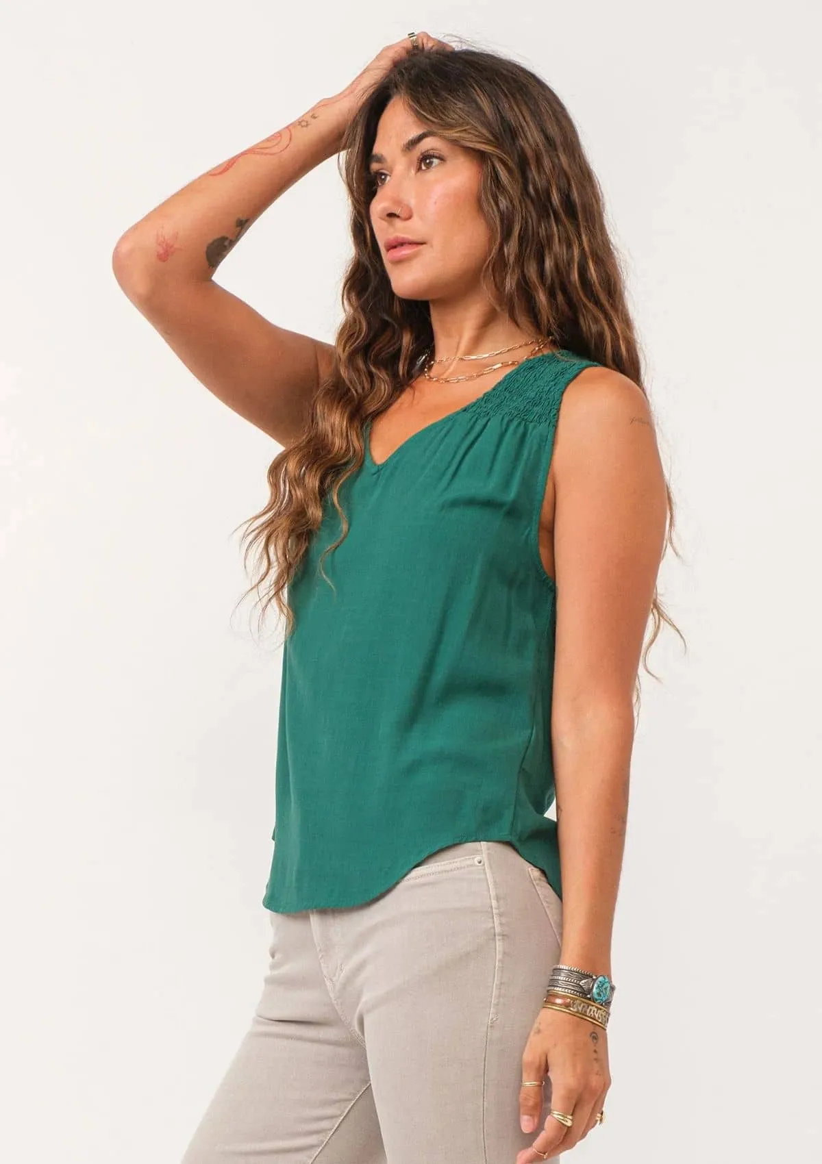 Paige Tank Top - Galapegos Green