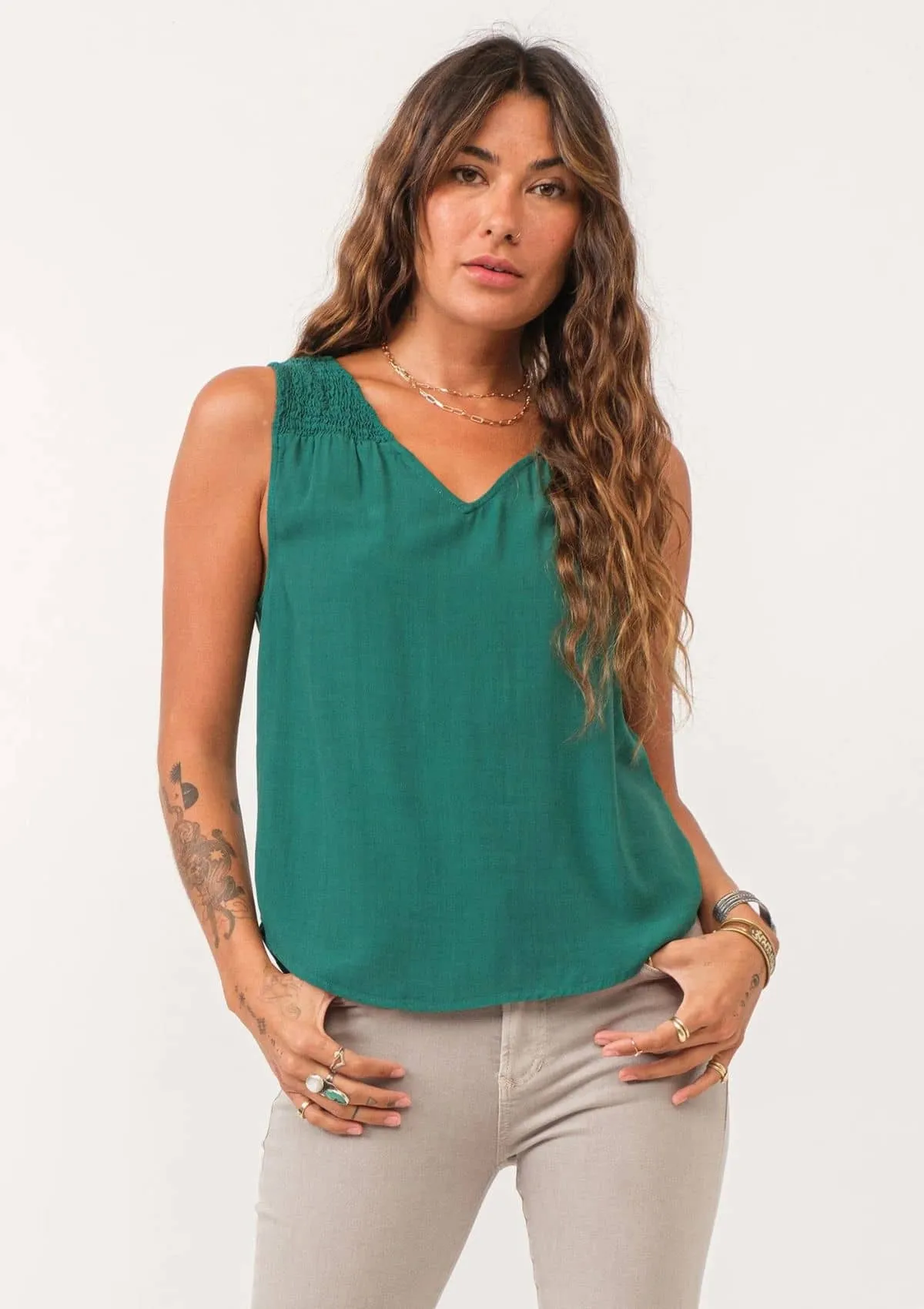 Paige Tank Top - Galapegos Green