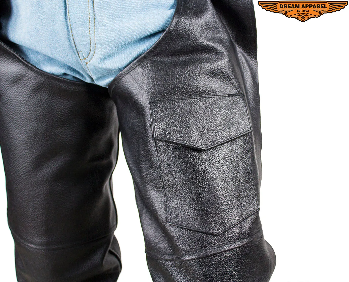 Plain Black Split Leather Chaps