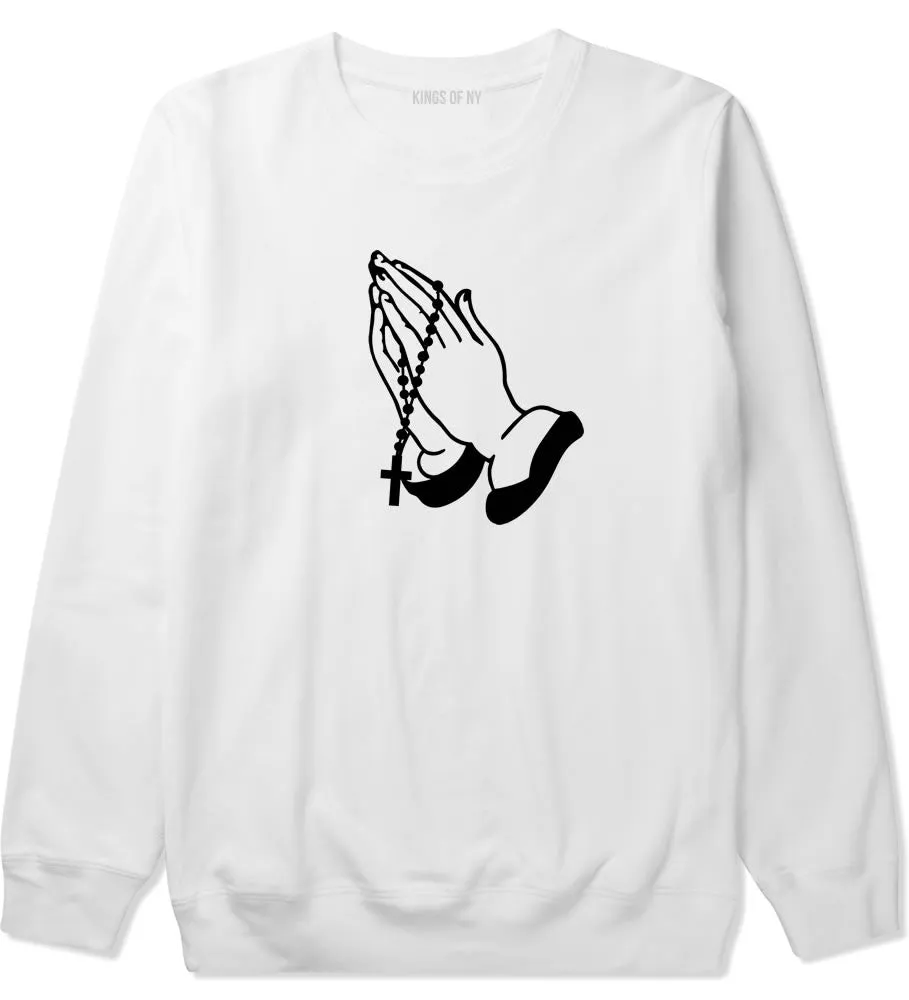 Prayer Hands Praying Rosary Crewneck Sweatshirt