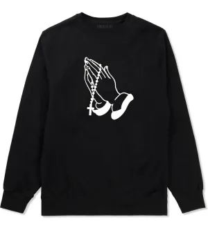 Prayer Hands Praying Rosary Crewneck Sweatshirt