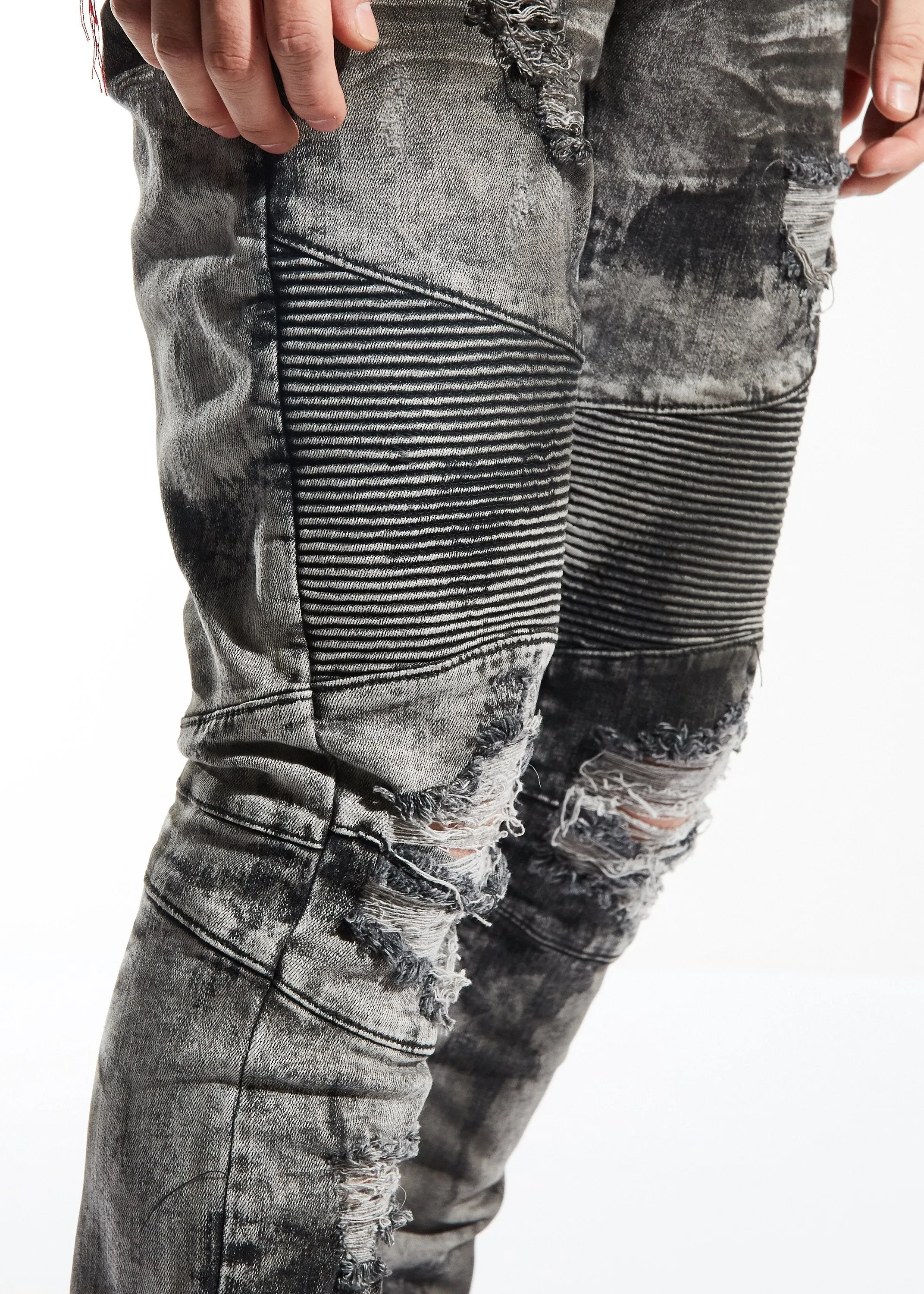 Sandro Biker Denim (Gray Acid Wash)