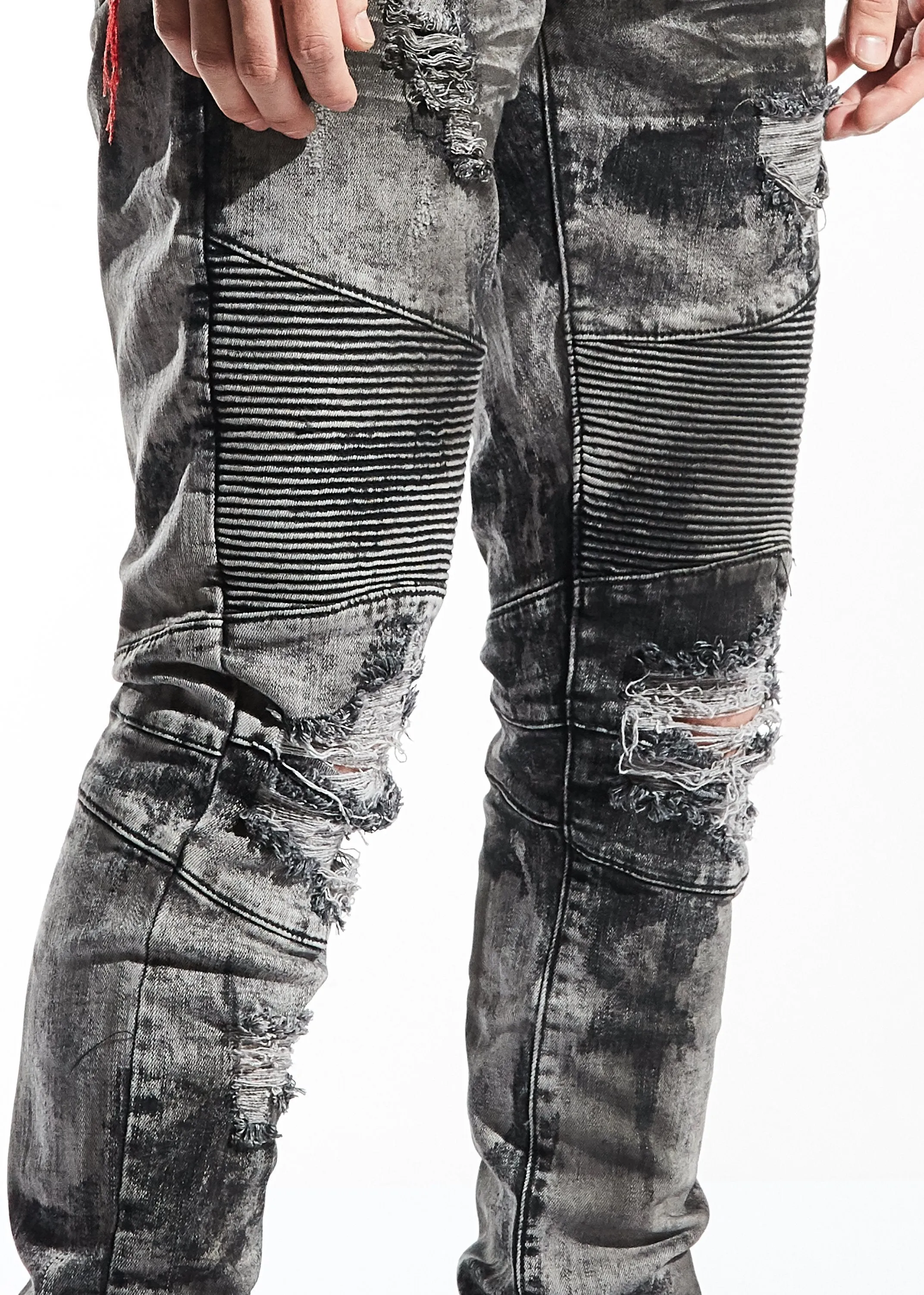 Sandro Biker Denim (Gray Acid Wash)